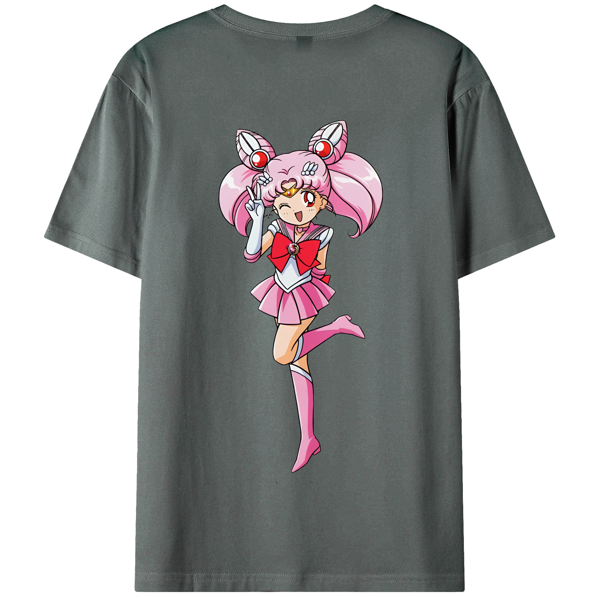 （画像用） 美少女戦士セーラームーン ちびうさ Sailor Moon Chibiusa Tsukino Usagi Small Lady Serenity 綿100％半袖Tシャツ（背面プリント）